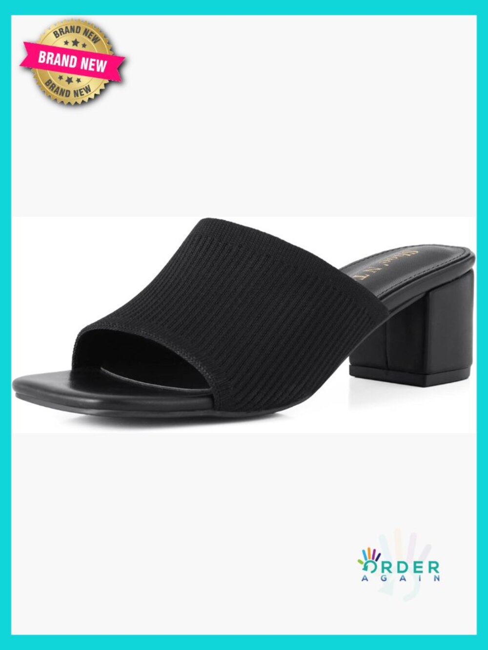 Square Open Toe Chunky Block Low Heel Mules Slip On Slide Sandals